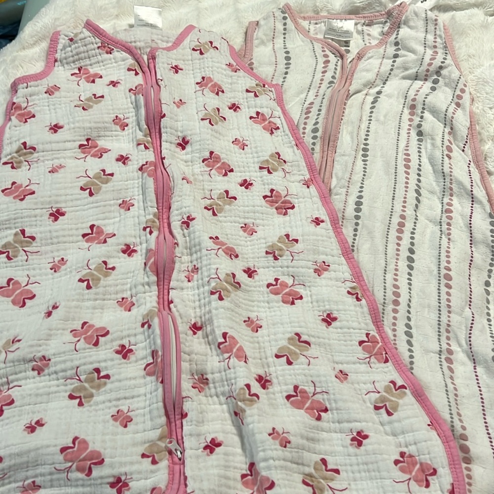 Pink Aden and Anais size large muslin sleep sacks